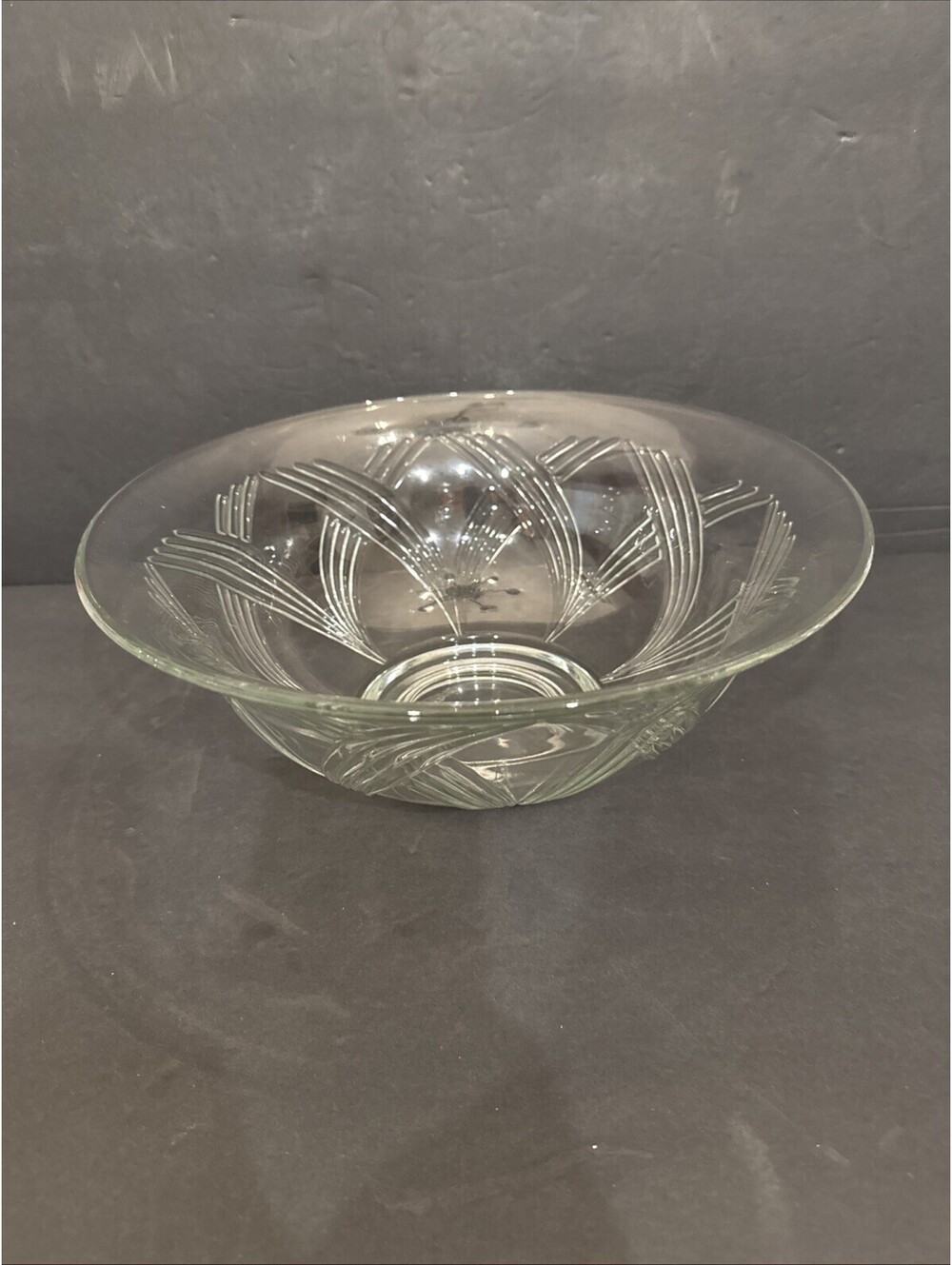 Vtg Anchor Hocking Crossed Swirls Clear Serving Bowl 11.25” Heat Resistant